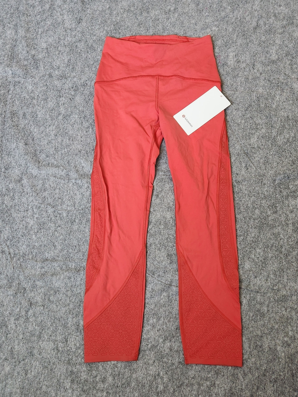 NWT Lululemon Strength and Sweat Crop 23” Leggings Women's 4 Orange Laser Cut